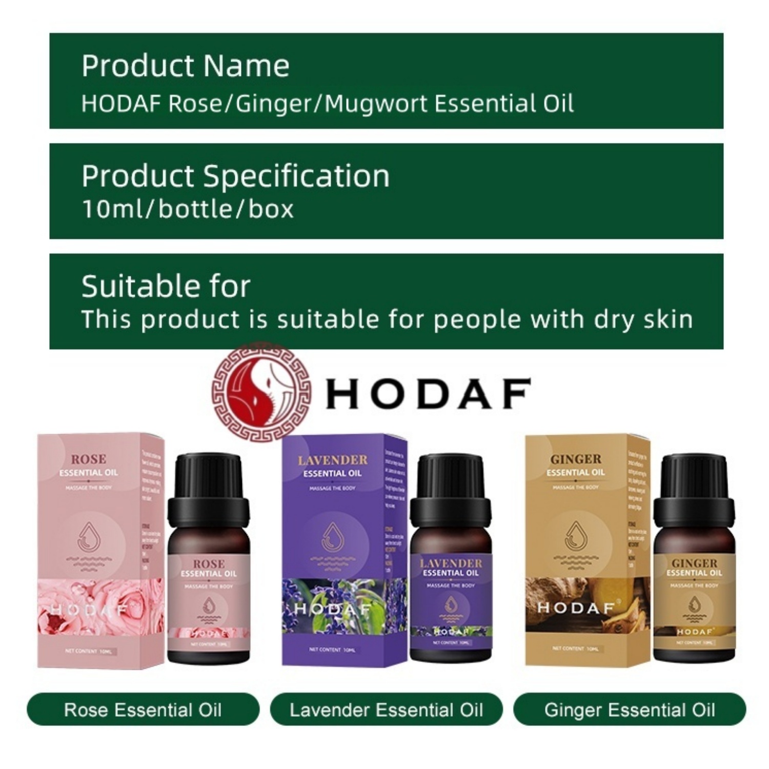 Luxury Skincare Store - HODAFブレンドエッセンシャルオイル：ターメリック/ヨモギ/ローズエッセンシャルオイル—ボディマッサージオイル、保湿、アロマセラピー、美白、スムージング、ボディ＆フェイススキンケア—10mL、3種類のオプションあり