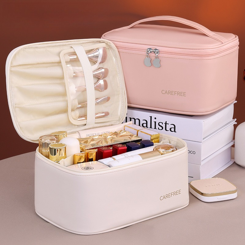 Luxury Skincare Box - 女性用高級PUメイクアップバッグ - ジッパー開閉式トラベルコスメティックオーガナイザー、休暇やギフトに最適