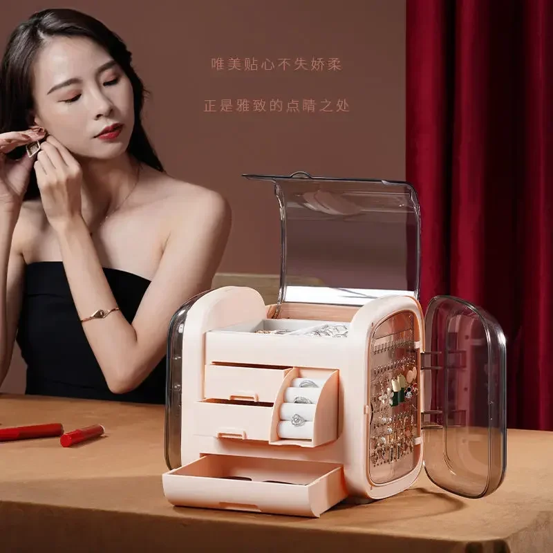 Luxury Skincare Makeup - 高級LED化粧ケース（HDミラー付き）- 大型プラスチック製メイクアップ収納ボックス、ドレッシングテーブルスキンケア＆トイレタリーオーガナイザー