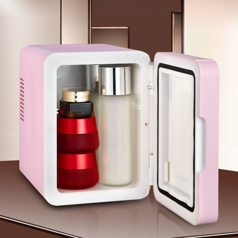 Luxury Skincare Makeup - ポータブルミニメイクアップクーラー冷蔵庫、高級化粧品冷蔵庫（ミラー付き、静音）、スキンケア冷蔵庫、4L小型冷蔵庫（室内用）
