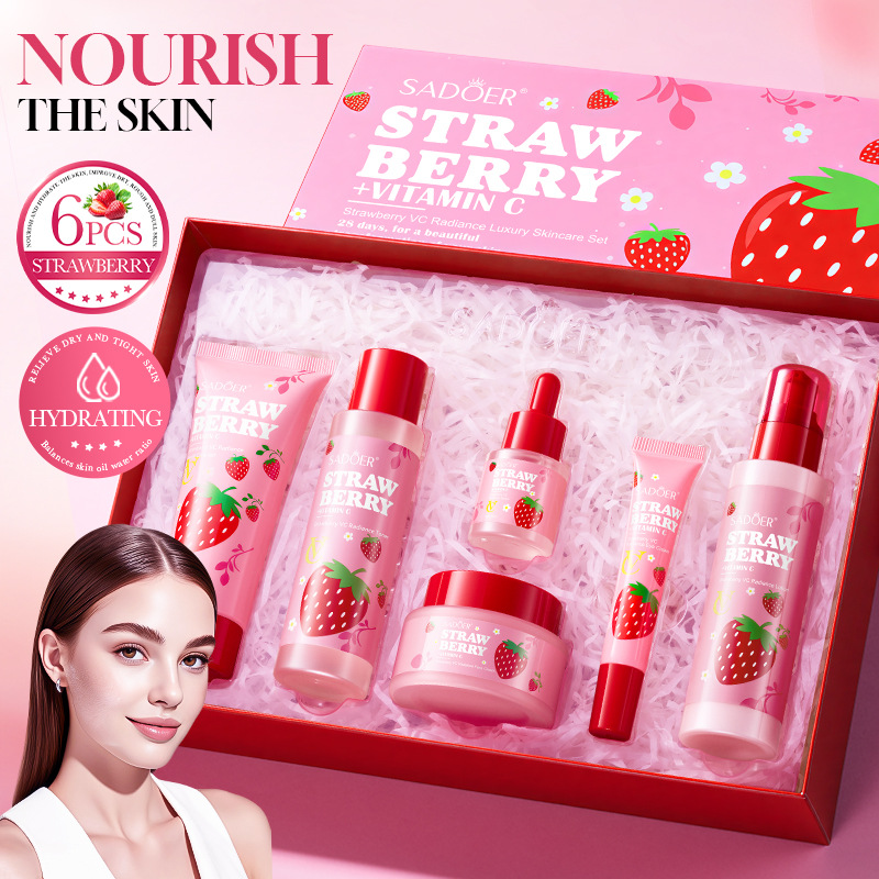 ストロベリーVCブライトニングラグジュアリーケア6点フェイシ - Luxury Skincare Gift Set For Women のレビューと価格