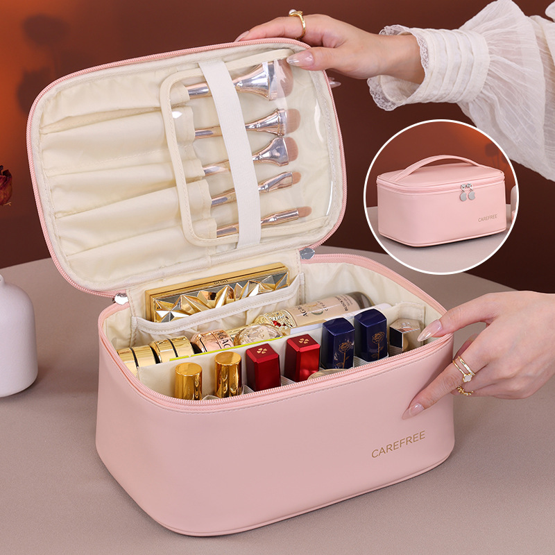 女性用高級PUメイクアップバッグ - ジッパー開閉式トラベル - Luxury Skincare Box のレビューと価格