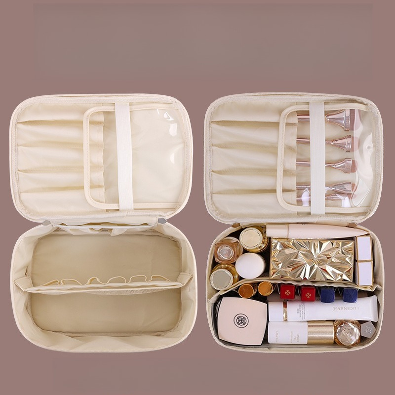 女性用高級PUメイクアップバッグ - ジッパー開閉式トラベル - Luxury Skincare Box のレビューと価格