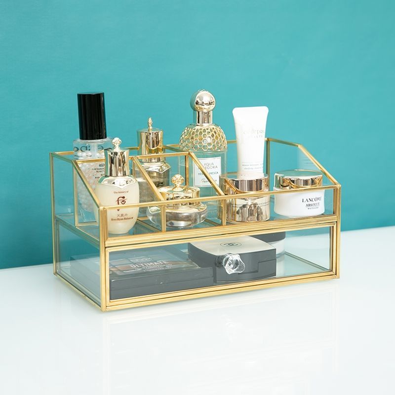 北欧ライト高級ガラス化粧品収納ボックスドレッサーデスクトップ - Luxury Skincare Box のレビューと価格