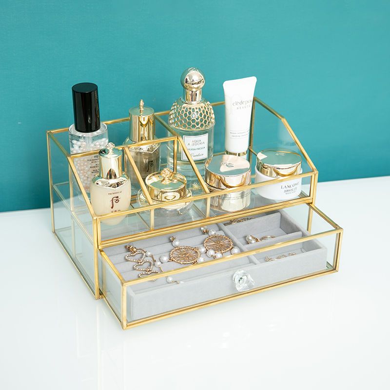 北欧ライト高級ガラス化粧品収納ボックスドレッサーデスクトップ - Luxury Skincare Box のレビューと価格