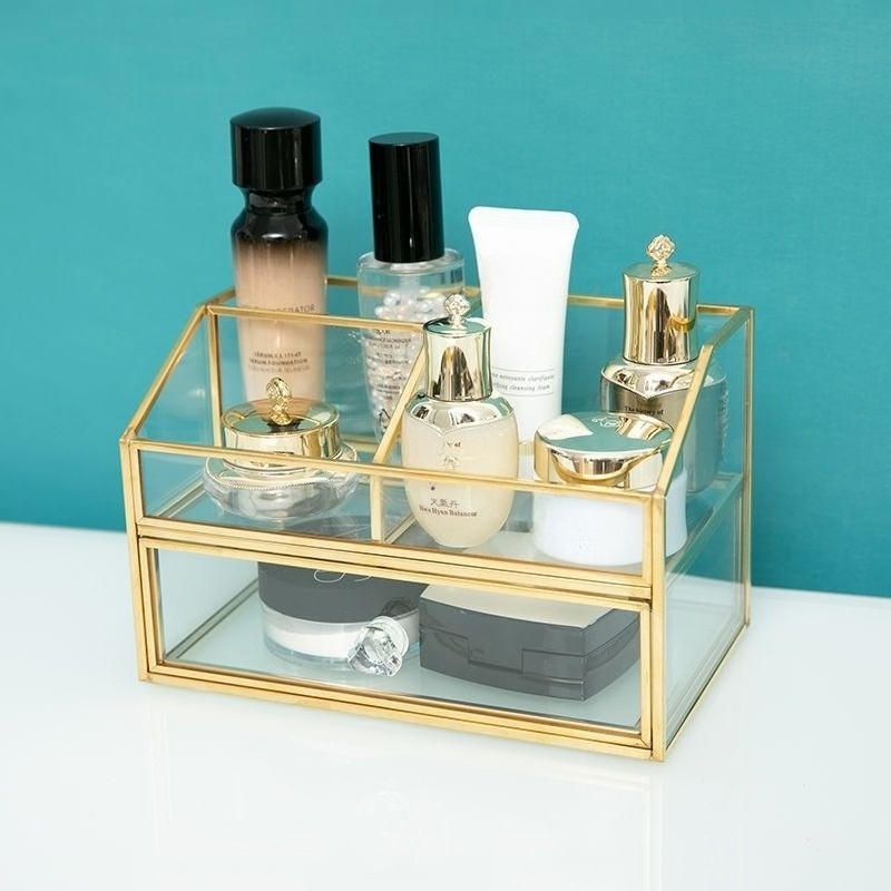北欧ライト高級ガラス化粧品収納ボックスドレッサーデスクトップ - Luxury Skincare Box のレビューと価格